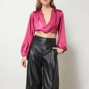 NWT Line and Dot Simone Long Sleeve Top in Cranberry M